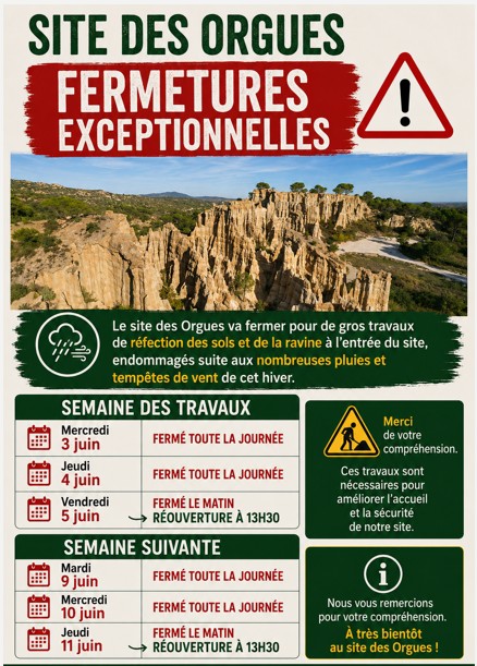 Popup fermeture travaux en juin 2026