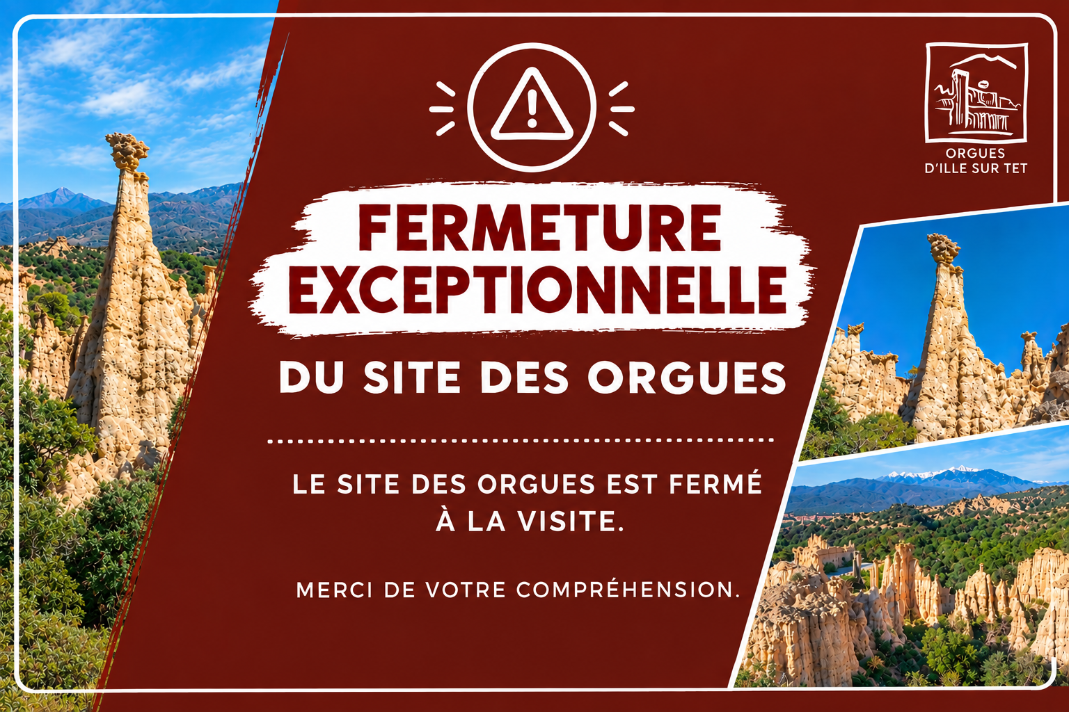 Popup de prévention suite à un éboulement